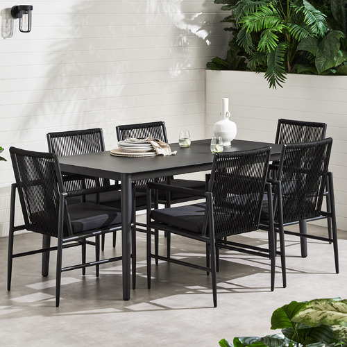 Black outdoor dining table set sale